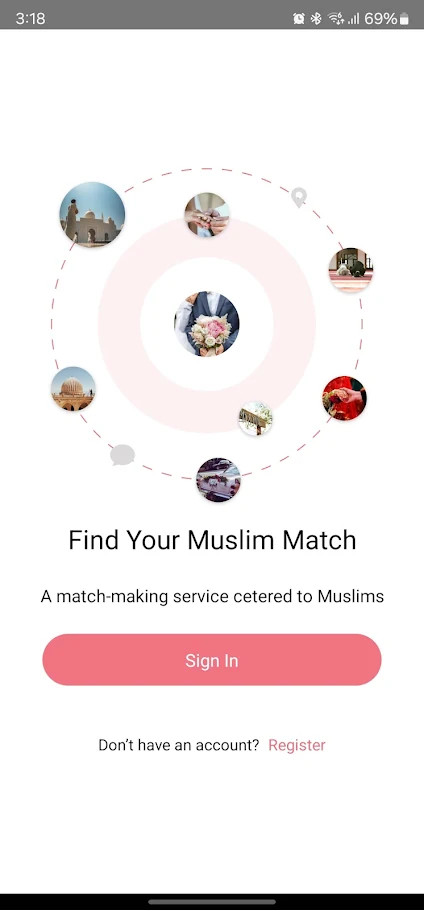 Heavenly Match app on a phone showing the sign-in screen